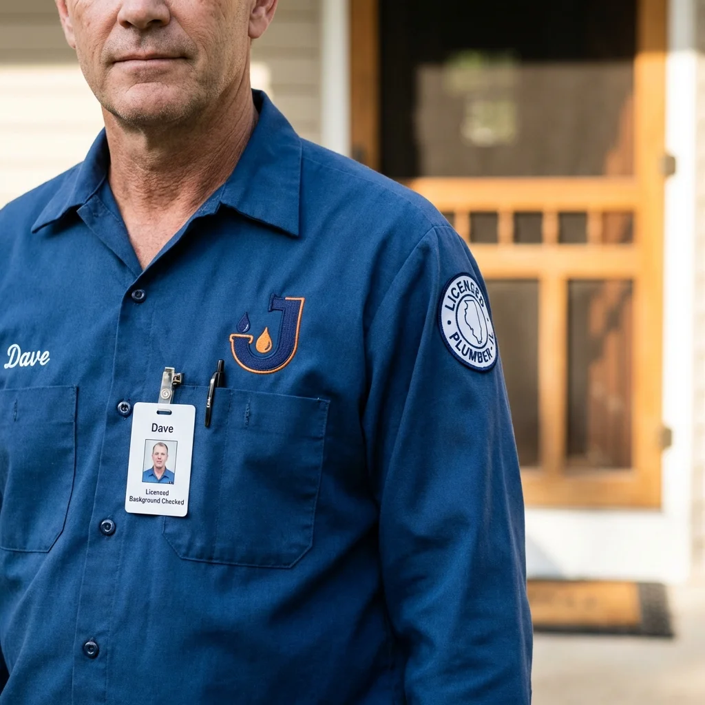 Licensed plumber showing ID badge in Richfield Springs, NY