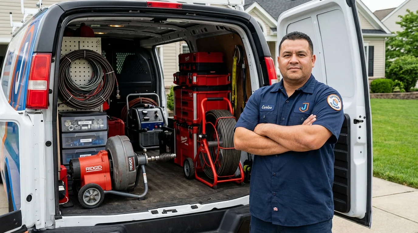 Professional drain cleaning equipment and Johns Plumbing LLC plumber in Richfield Springs