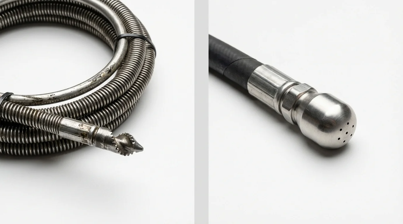 Drain snake cable and hydro jetting nozzle used for drain cleaning in Richfield Springs, NY