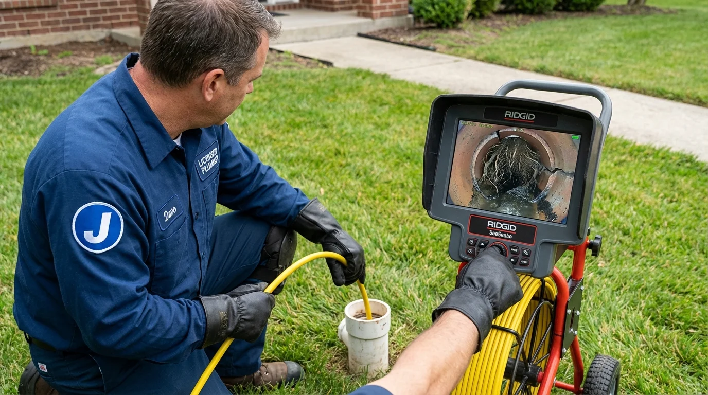 Sewer camera inspection being performed by Johns Plumbing LLC in Richfield Springs